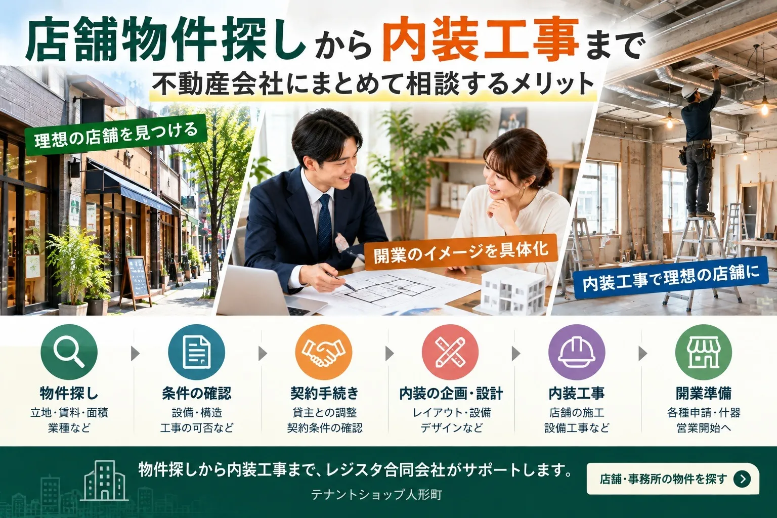 店舗物件探しから内装工事まで｜不動産会社にまとめて相談するメリット